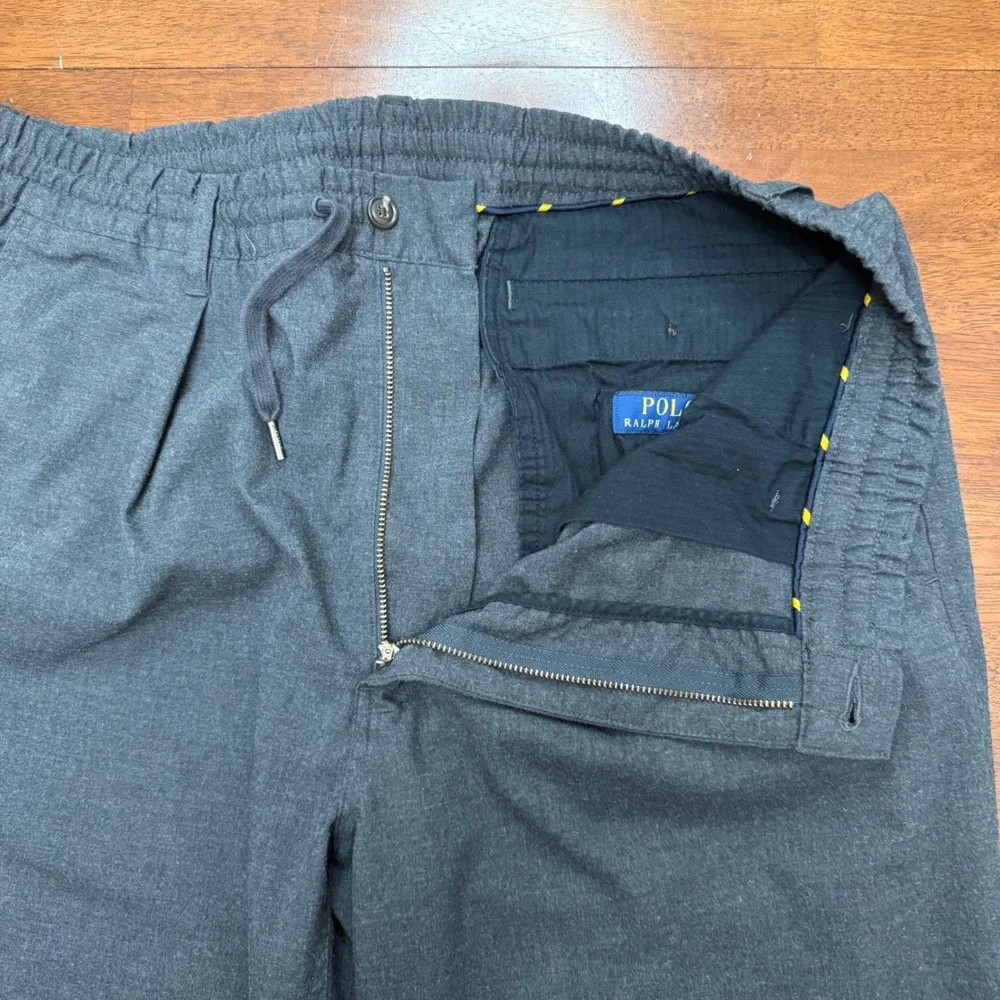 Polo Ralph Lauren Pants Mens XL Grey Stretch Tailored Slim Fit Drawstring Chino